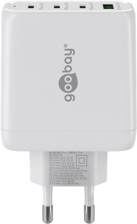 USB-C™ PD GaN moniporttinen pikalaturi (68 W) valkoinen