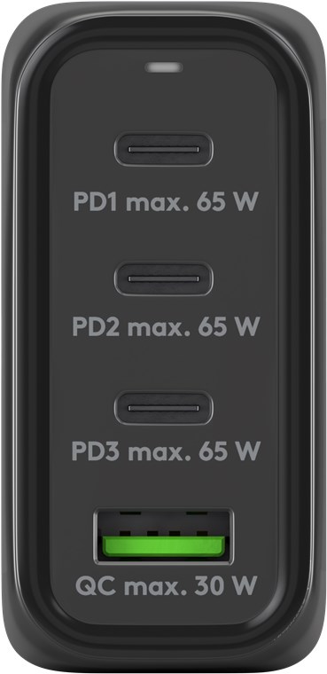 USB-C™ PD GaN moniporttinen pikalaturi (68 W) musta