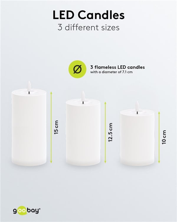 Sæt med 3 LED stearinlys "Outdoor"