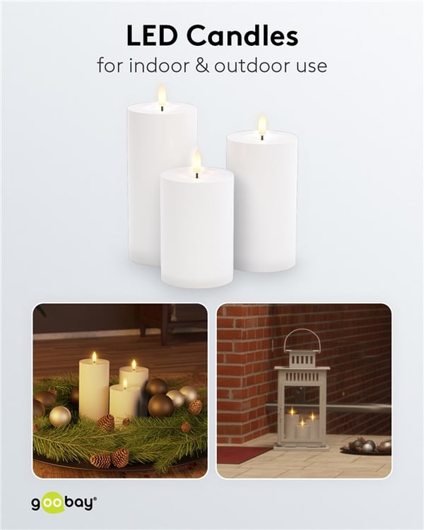 Sæt med 3 LED stearinlys "Outdoor"