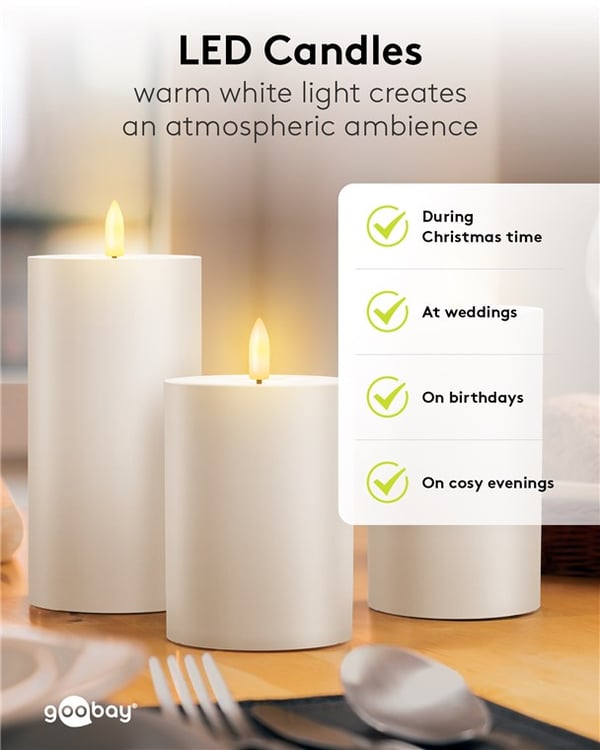 Sæt med 3 LED stearinlys "Outdoor"
