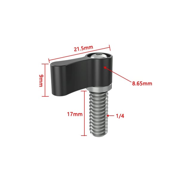 1/4 Justerbar L-type Håndstramming Låsehåndtak Skrueknapp Black 17 mm