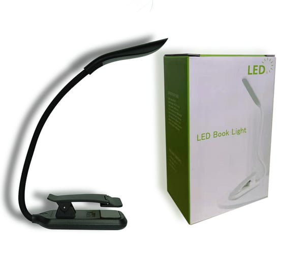 Läslampa, LED-boklampa med 3 ljuslägen, uppladdningsbar Black