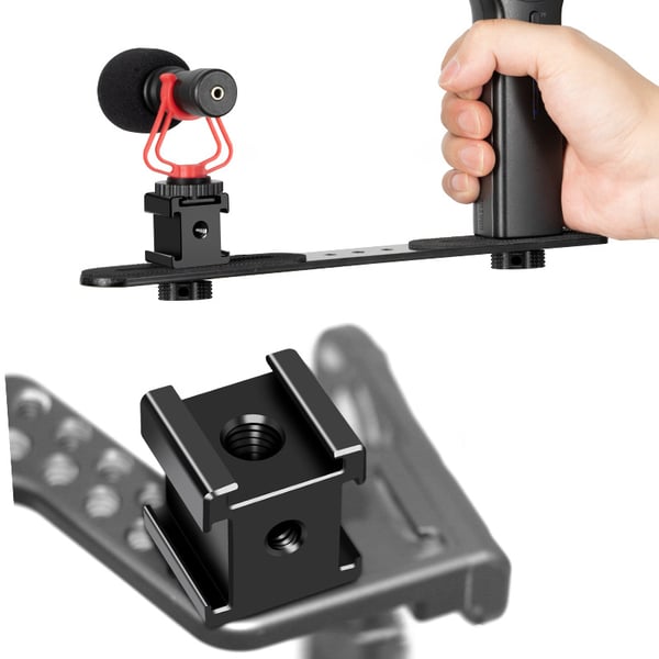 Tre-hoved Hot Shoe Base Camera Hot Shoe Adapter Black