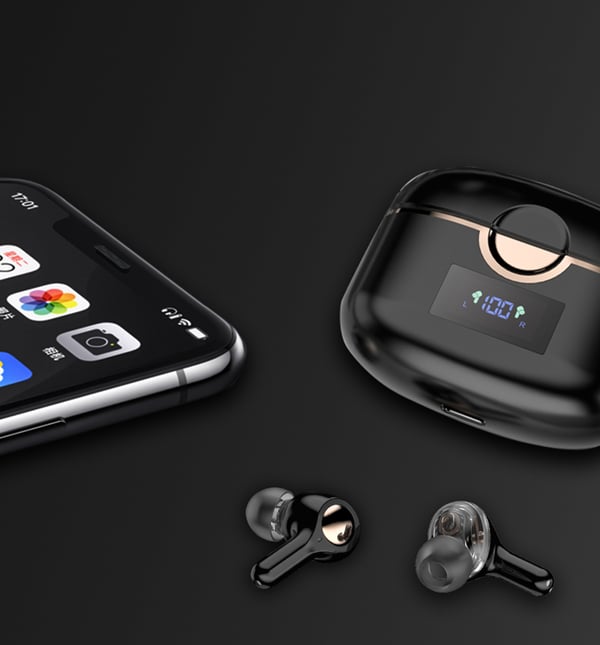 Langattomat Bluetooth 5.0 Double Dynamic Speaker -kuulokkeet Black