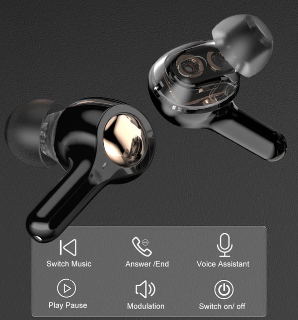 Langattomat Bluetooth 5.0 Double Dynamic Speaker -kuulokkeet Black