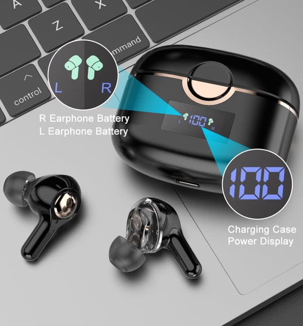 Langattomat Bluetooth 5.0 Double Dynamic Speaker -kuulokkeet Black