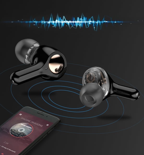 Langattomat Bluetooth 5.0 Double Dynamic Speaker -kuulokkeet Black
