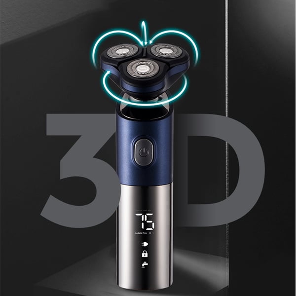 Elektrisk barbermaskin med roterende 3D barberblad Blue