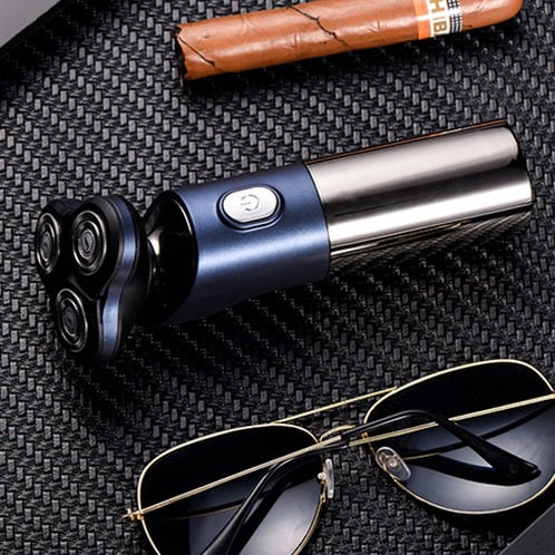 Elektrisk barbermaskin med roterende 3D barberblad Blue