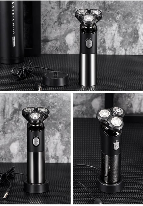 Elektrisk barbermaskin med roterende 3D barberblad Blue