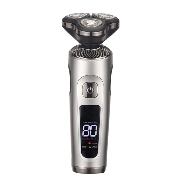 Elektrisk barbermaskin med roterende 3D barberblad Silver