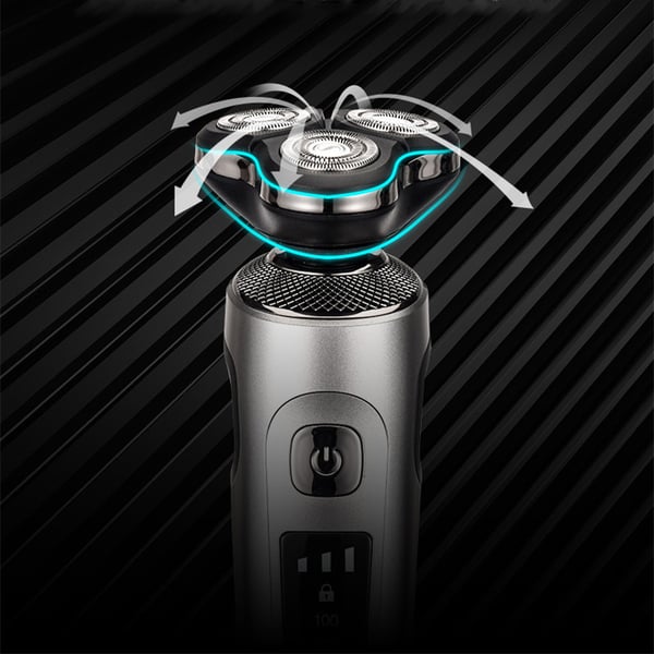 Elektrisk barbermaskin med roterende 3D barberblad Silver