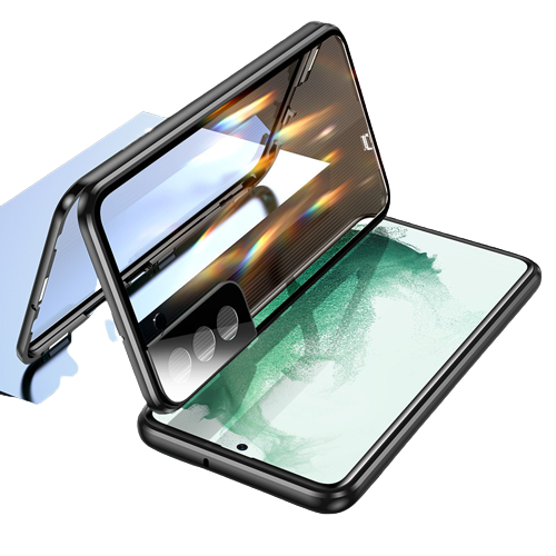 Magnetisk mobildeksel med innebygd herdet glass Black Samsung S23 Ultra