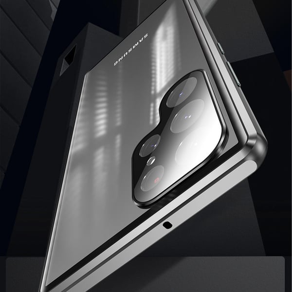 Magnetisk tosidig telefondeksel i herdet glass Silver Samsung S22