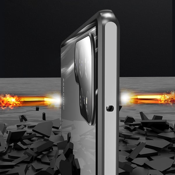 Magnetisk tosidig telefondeksel i herdet glass Silver Samsung S22