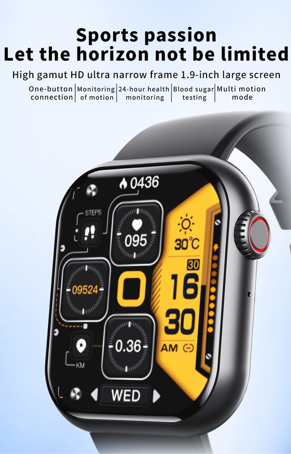 Smartklokke med blodtrykk, søvnmonitor, puls Black/PUleatherwatchband