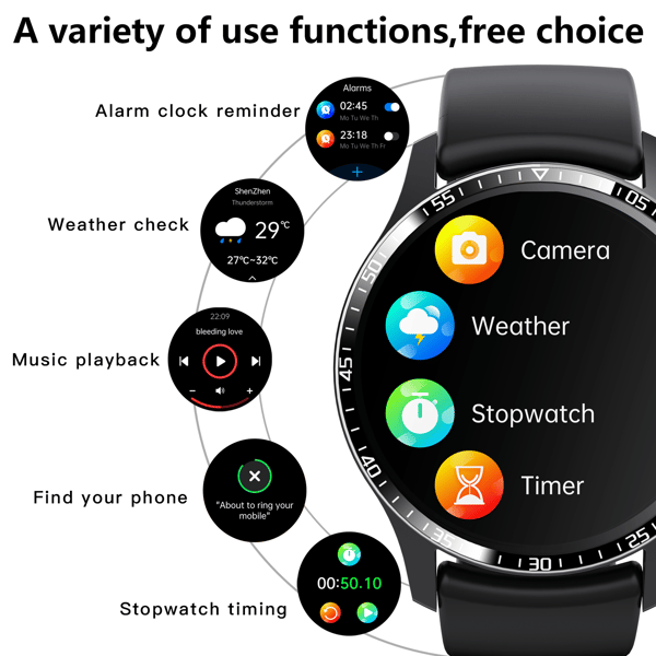 Smartklokke med puls, søvnmonitor, skritteller Stainlesssteelwatchband