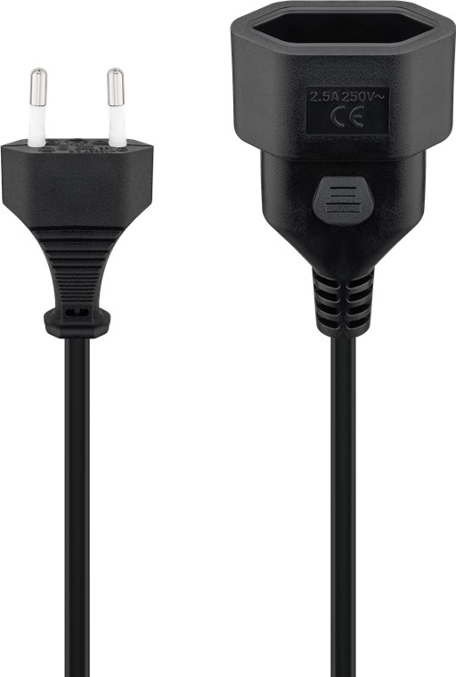 Jatkojohto Europlug, 2 m, musta