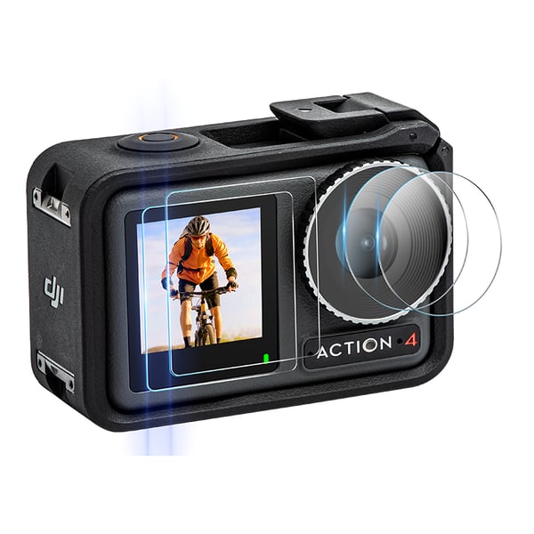 6-delt actionkamera temperert filmsett for DJI OSMO ACTION 4 Transparent