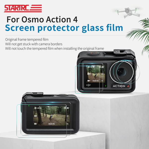 6-delt actionkamera temperert filmsett for DJI OSMO ACTION 4 Transparent