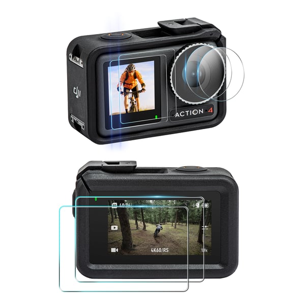 6-delt actionkamera temperert filmsett for DJI OSMO ACTION 4 Transparent