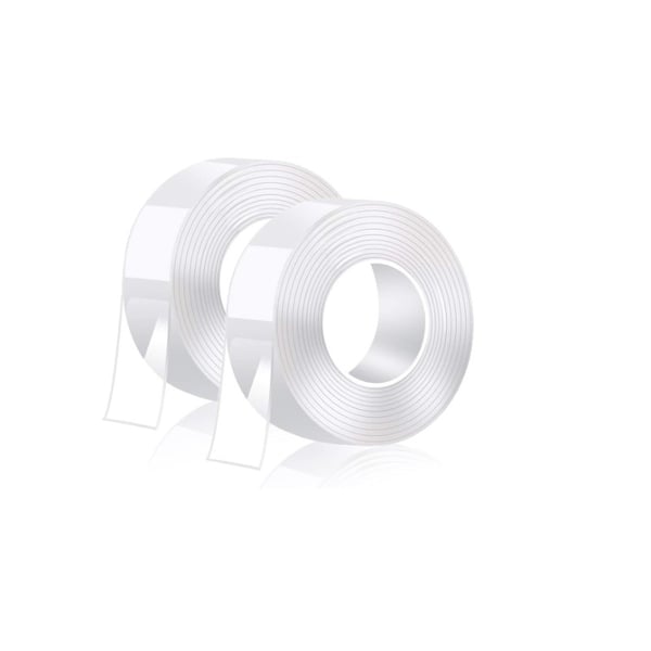 Tosidig og ikke-merkende nanotape, 3m - 2 stk Transparent 300 x 3 x 0.2 cm