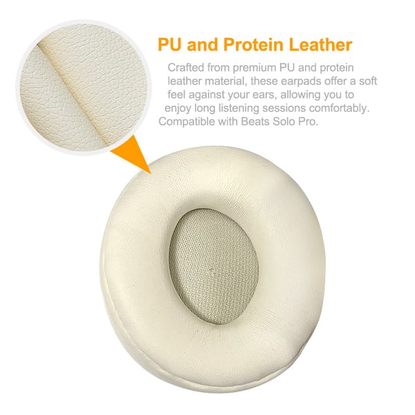1 par øreputer i PU-proteinskinn for Beats Solo Pro White