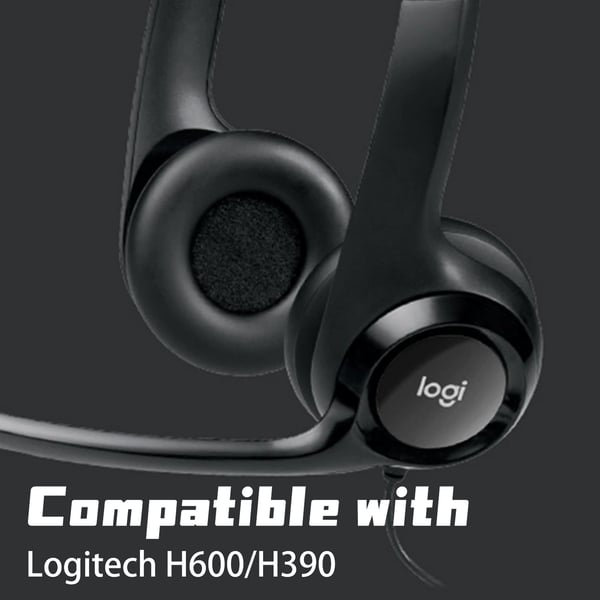 1 par PU protein læder ørepuder til Logitech H600/H390 Black