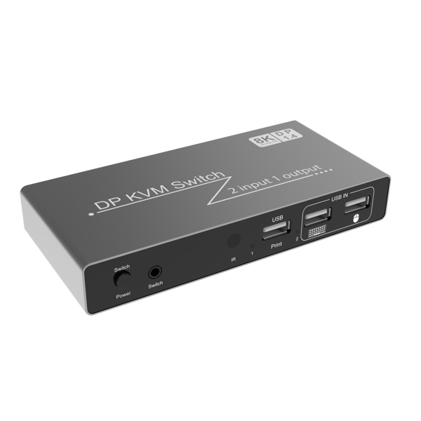 2 i 1 ut DP DisplayPort KVM-svitsj 8K 60Hz