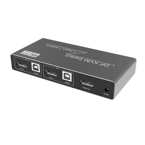 2 i 1 ut DP DisplayPort KVM-svitsj 8K 60Hz