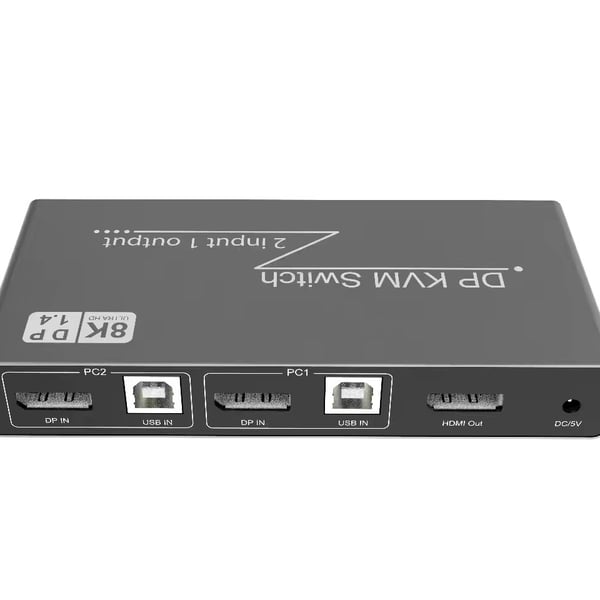 2 i 1 ut DP DisplayPort KVM-svitsj 8K 60Hz