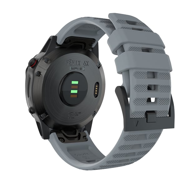 Silikone stålplade Snap urrem til Garmin Fenix 7X 26mm Grey