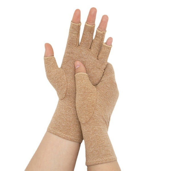 1 par halvfinger trykaflastningshandsker Beige