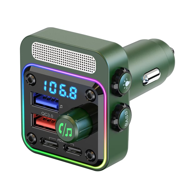 Auton Bluetooth FM-lähetin Bluetooth V5.0 Green
