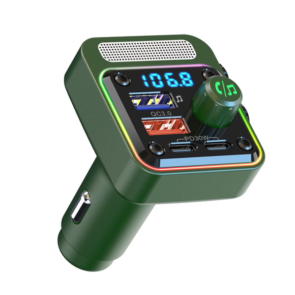 Auton Bluetooth FM-lähetin Bluetooth V5.0 Green