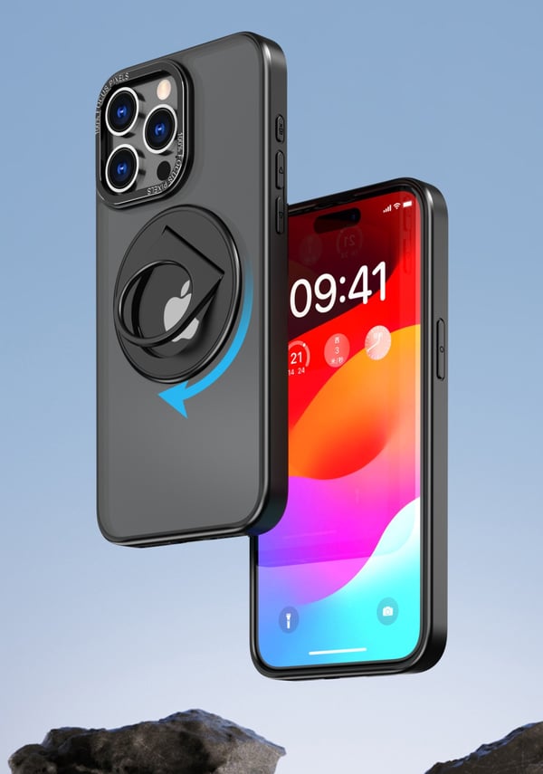 Magnetisk beskyttende telefonveske med usynlig stativ som er kompatibel med iPhone Black iPhone 14 Pro Max