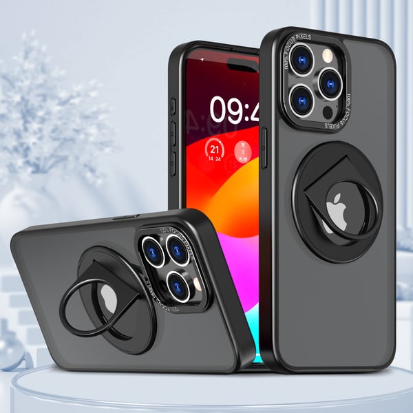 Magnetisk beskyttende telefonveske med usynlig stativ som er kompatibel med iPhone Black iPhone 14 Pro Max