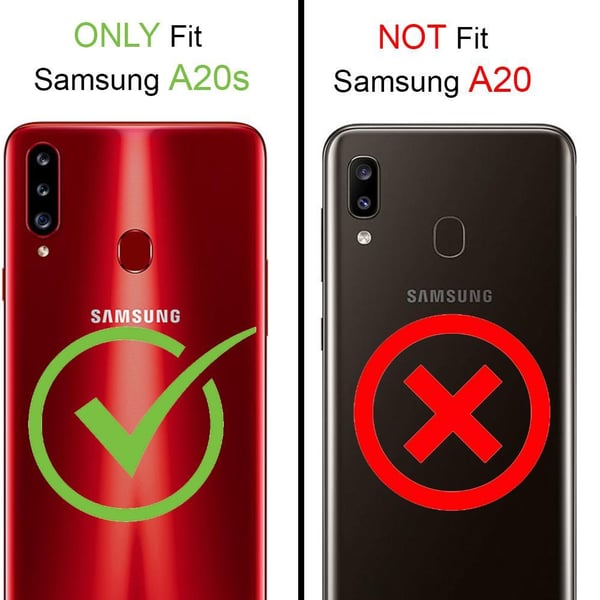Gjennomsiktig produktivt telefondeksel som er kompatibelt med Samsung Galaxy A20S