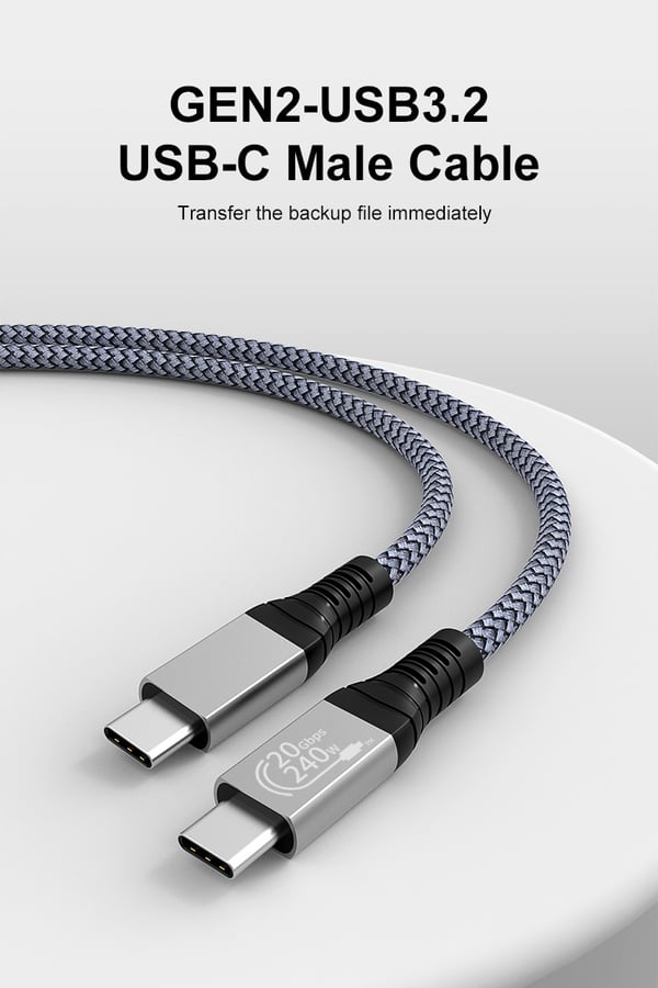 USB C-kabel 240 W, USB 3.2-kabel (20 Gbps) MultiColor 1 m