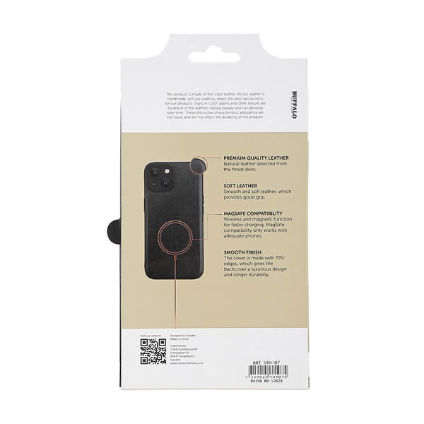 Mobildeksel Lær MagSeries Svart - iPhone 15
