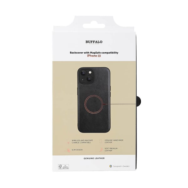Mobildeksel Lær MagSeries Svart - iPhone 15