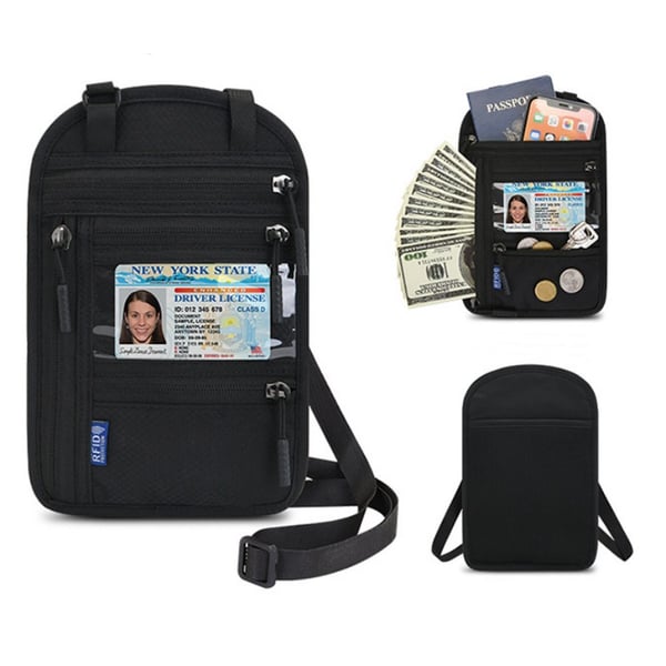 Passlommebok Multifunksjonell RFID-beskyttelse Black