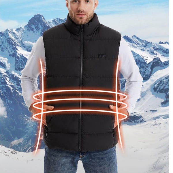 Vintervarmevest 9 varmezoner dual control Sort 4XL