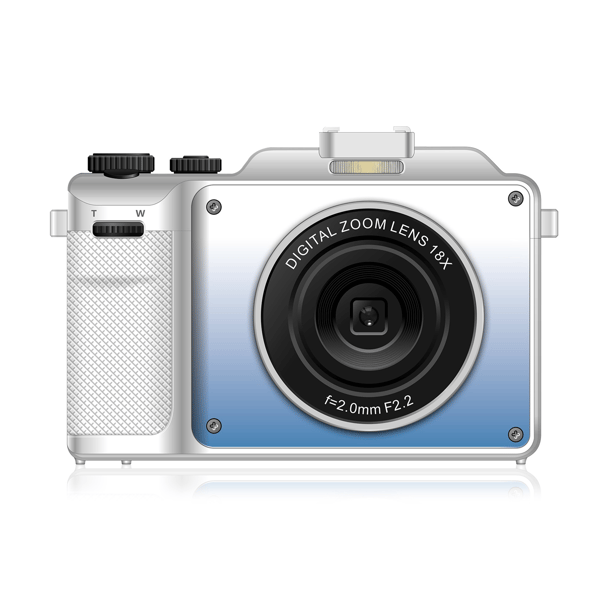 Digitalkamera 4K/48MP med 18X digital zoom, stabilisering og autofokus White