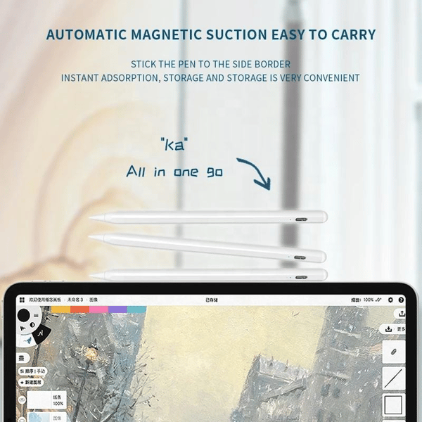 Kapasitiv iPad-penn med batteriindikator og hurtiglading White