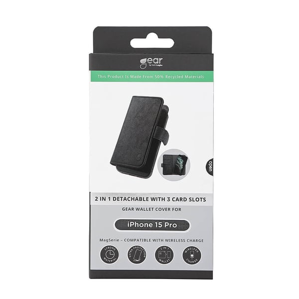 Mobildekel 2-i-1 3 Kortrom MagSerie Svart - iPhone 15 Pro