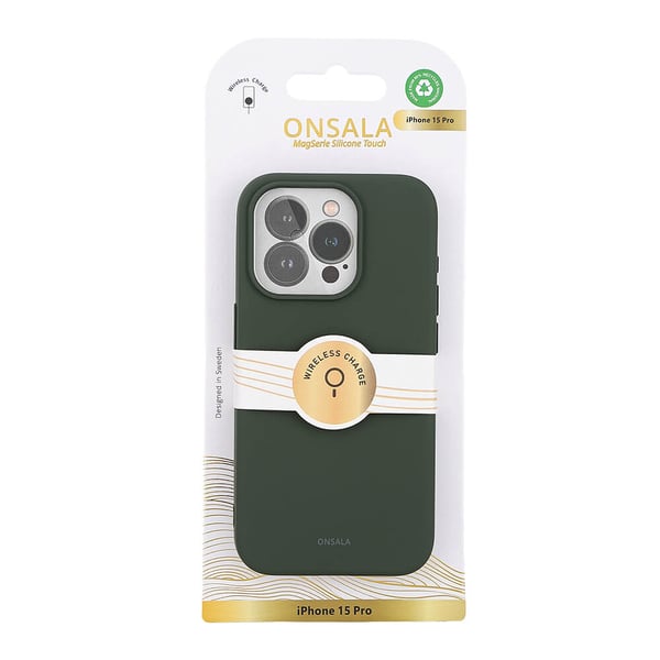Mobildeksel med silikonfølelse MagSeries Olivengrønn - iPhone 15 Pro