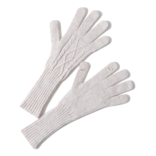 Vinterhandsker med fingerspids berøringsskærm design ren uld White