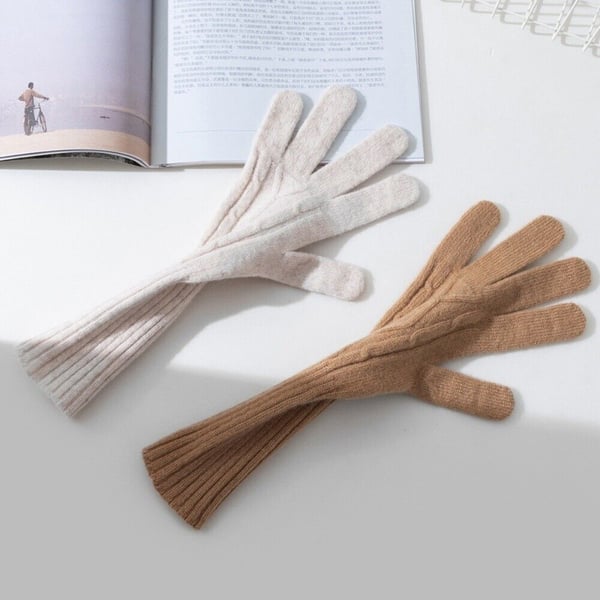 Vinterhandsker med fingerspids berøringsskærm design ren uld White